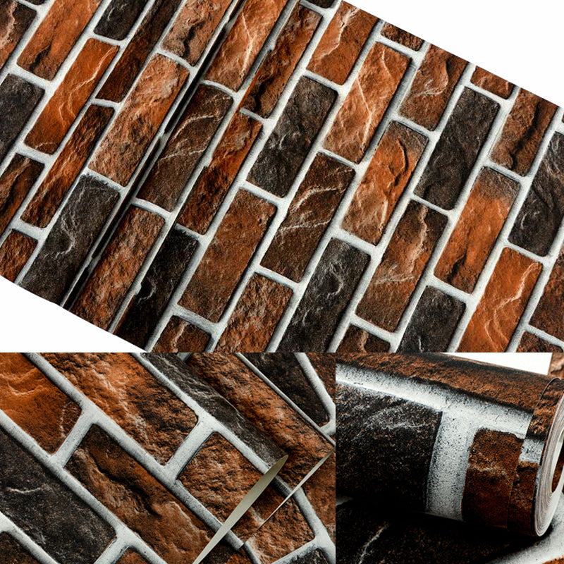 Color-Block Brick Wallpaper Industrial Stain Resistant Dining Room Wall Covering, 33' x 20.5" Clearhalo 'Industrial wall decor' 'Industrial' 'Wallpaper' Wall Decor' 1392509