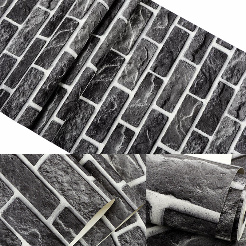 Color-Block Brick Wallpaper Industrial Stain Resistant Dining Room Wall Covering, 33' x 20.5" Clearhalo 'Industrial wall decor' 'Industrial' 'Wallpaper' Wall Decor' 1392512