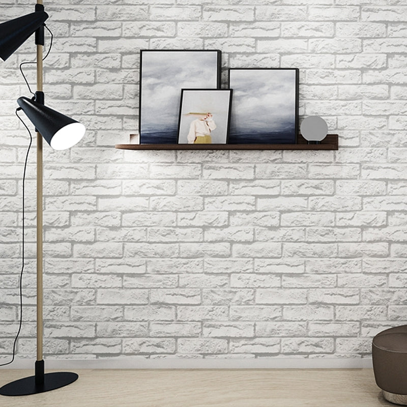 Smooth Dark Color Wallpaper Cyberpunk Brick Look Wall Covering for Home, 33' L x 20.5" W Ivory Clearhalo 'Industrial wall decor' 'Industrial' 'Wallpaper' Wall Decor' 1392528