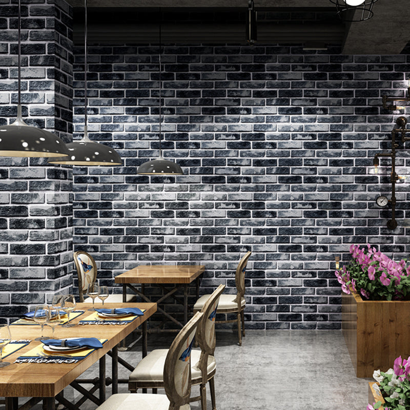 Brick and Mortar Wallpaper in Dark Color Countryside Wall Art for Restaurant, Washable Clearhalo 'Country wall decor' 'Rustic' 'Wallpaper' Wall Decor' 1392535