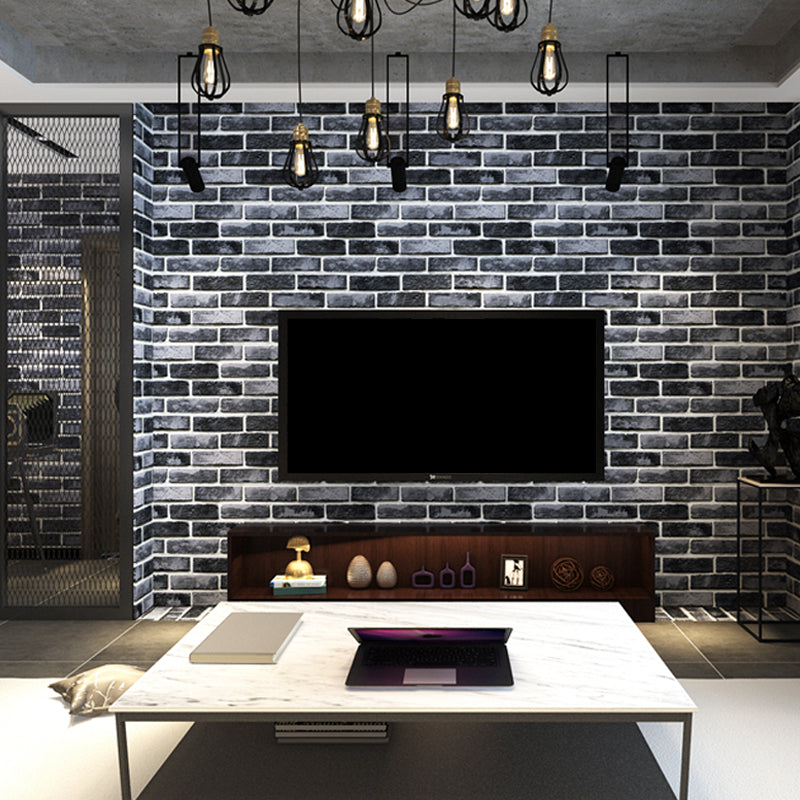 Brick and Mortar Wallpaper in Dark Color Countryside Wall Art for Restaurant, Washable Clearhalo 'Country wall decor' 'Rustic' 'Wallpaper' Wall Decor' 1392536