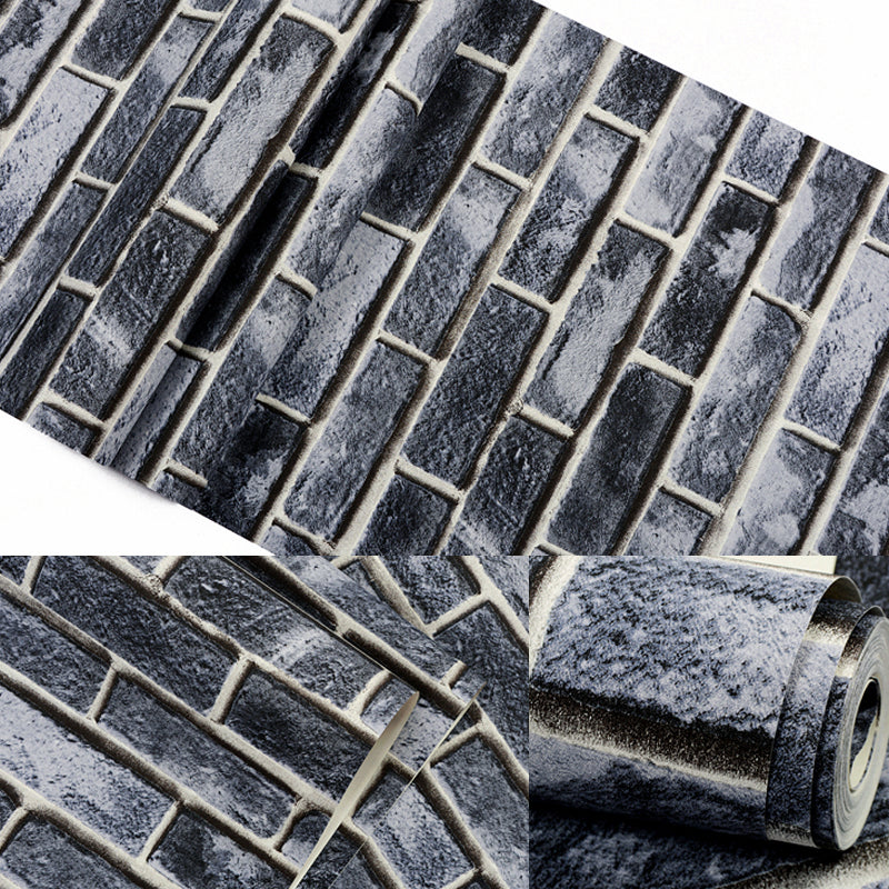 Brick and Mortar Wallpaper in Dark Color Countryside Wall Art for Restaurant, Washable Clearhalo 'Country wall decor' 'Rustic' 'Wallpaper' Wall Decor' 1392538