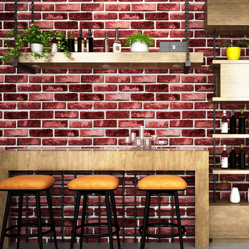 Brick and Mortar Wallpaper in Dark Color Countryside Wall Art for Restaurant, Washable Clearhalo 'Country wall decor' 'Rustic' 'Wallpaper' Wall Decor' 1392548