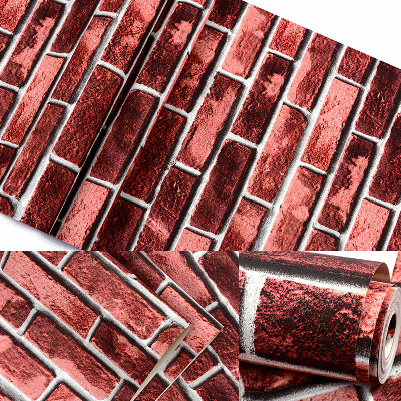 Brick and Mortar Wallpaper in Dark Color Countryside Wall Art for Restaurant, Washable Clearhalo 'Country wall decor' 'Rustic' 'Wallpaper' Wall Decor' 1392551