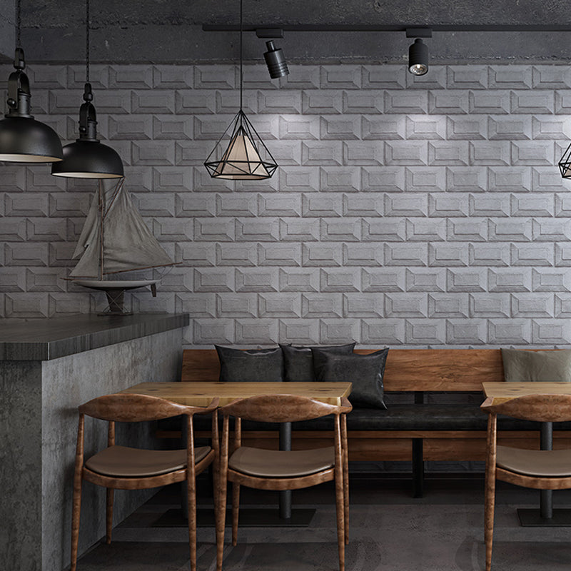 Vinyl Unpasted Wallpaper Roll Steampunk Faux Embossed Brick Look Wall Covering for Store Gray-White Clearhalo 'Industrial wall decor' 'Industrial' 'Wallpaper' Wall Decor' 1392583