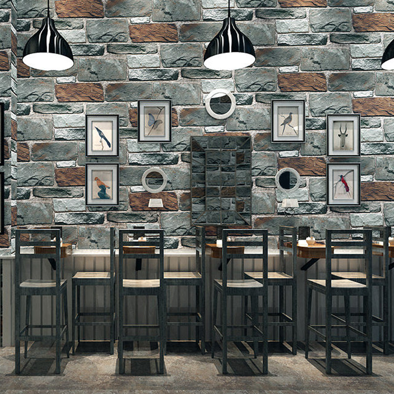 Cyberpunk Brick Tile Wallpaper in Dark Color Construction Wall Art for Snack Bar Turquoise Clearhalo 'Industrial wall decor' 'Industrial' 'Wallpaper' Wall Decor' 1392598