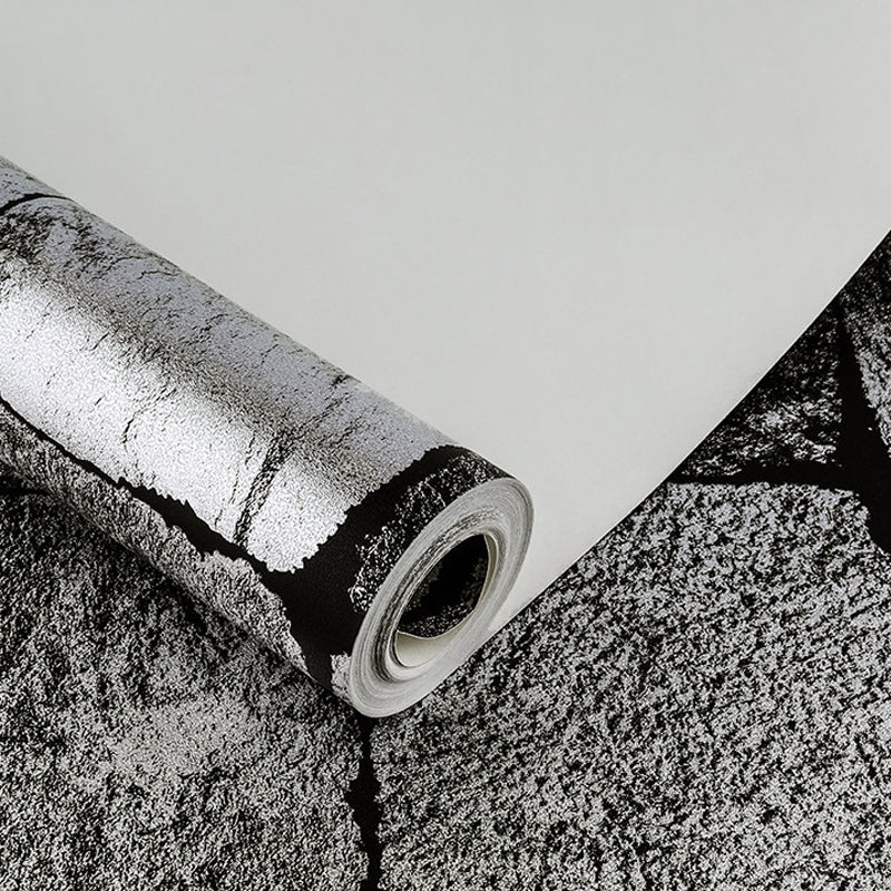 Industrial Square Brick Wallpaper Paper-Made Moisture Resistant Dark Color Wall Art Clearhalo 'Industrial wall decor' 'Industrial' 'Wallpaper' Wall Decor' 1392624