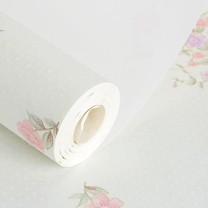 Countryside Floweret Wallpaper for Bedroom 54.2-sq ft Wall Decor in Pastel Color Clearhalo 'Country wall decor' 'Rustic' 'Wallpaper' Wall Decor' 1392679