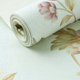 Vinyl Soft Color Wallpaper Rural Blooming Peonies Patterned Wall Covering, 31' x 20.5" Light Green