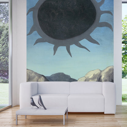 Surrealistic Sun Painting Mural Decal in Grey-Blue Living Room Wall Covering, Optional Size Gray-Blue Clearhalo 'Wall Decor' 'Wall Mural' 1392842