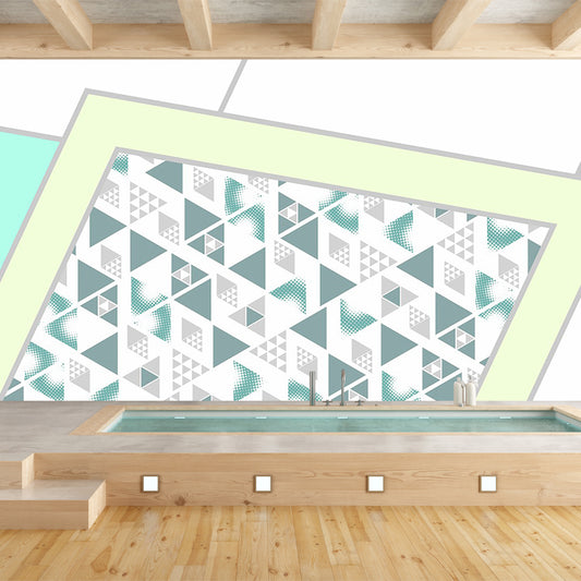 Blue-Green Geometrical Wallpaper Murals Stain Resistant Modern Living Room Wall Art Clearhalo 'Wall Decor' 'Wall Mural' 1393169