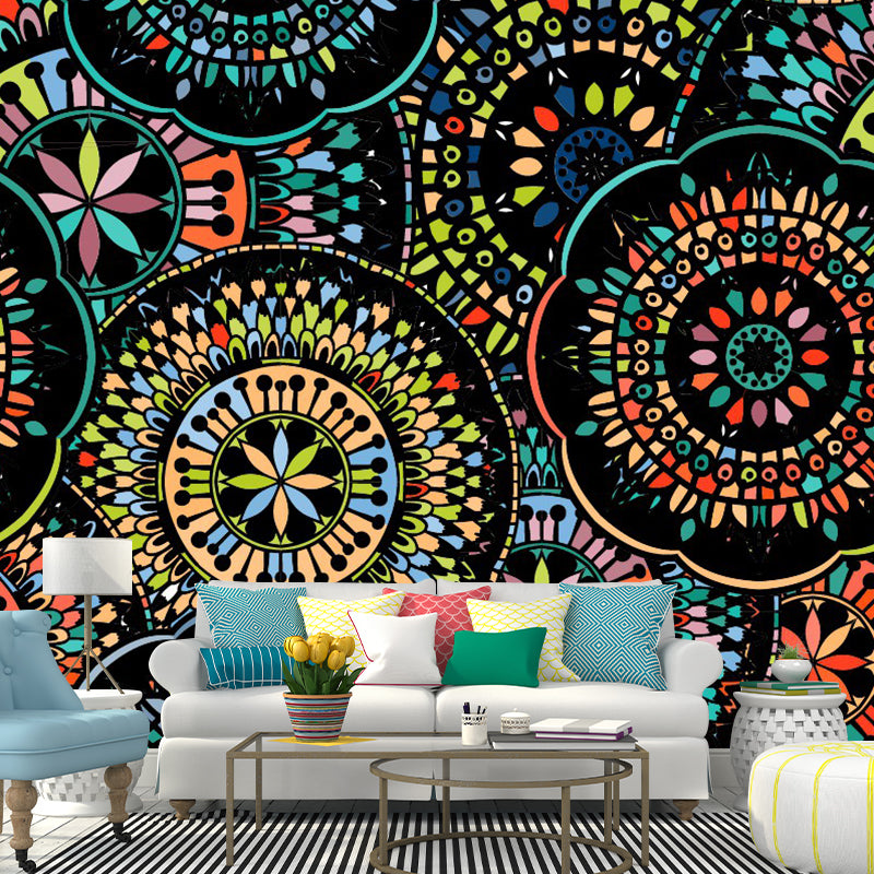 Ethnic Mandala Pattern Mural Wallpaper for Bedroom Abstract Wall Decor, Custom Print Clearhalo 'Wall Decor' 'Wall Mural' 1393423