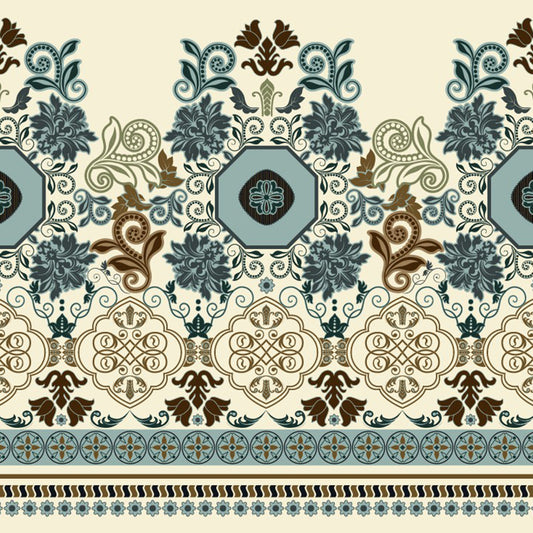 Blue-Brown Floral Wallpaper Murals Moisture Resistant Boho Bedroom Wall Covering Clearhalo 'Wall Decor' 'Wall Mural' 1393430