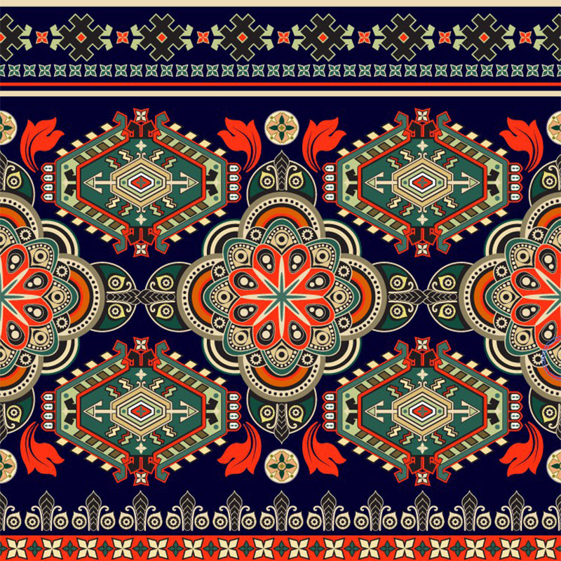 Bohemia Seamless Flower Wall Mural Red-Green Symmetry Wall Art for Living Room Decor Clearhalo 'Wall Decor' 'Wall Mural' 1393435