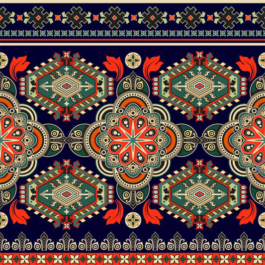 Bohemia Seamless Flower Wall Mural Red-Green Symmetry Wall Art for Living Room Decor Clearhalo 'Wall Decor' 'Wall Mural' 1393435