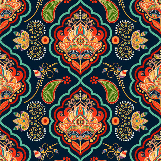 Whole Bohemian Style Mural Wallpaper Red-Orange Botanical Wall Covering, Custom Made Clearhalo 'Wall Decor' 'Wall Mural' 1393445