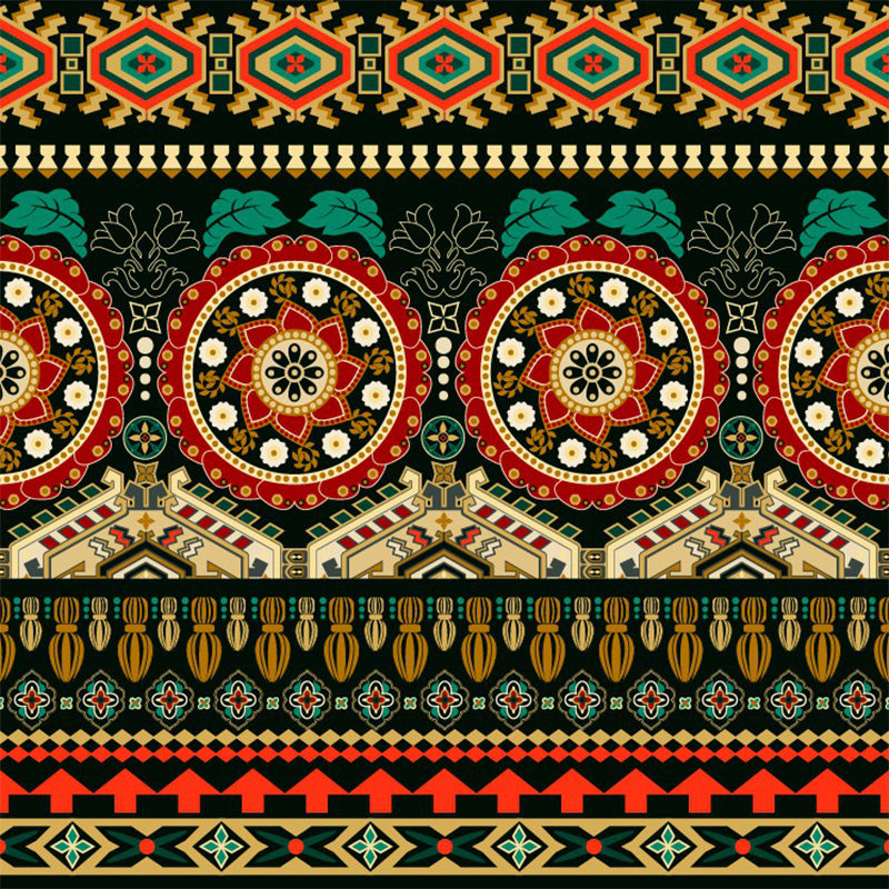 Mandala Seamless Pattern Wallpaper Mural Bohemian Non-Woven Cloth Wall Art in Yellow-Green Clearhalo 'Wall Decor' 'Wall Mural' 1393455