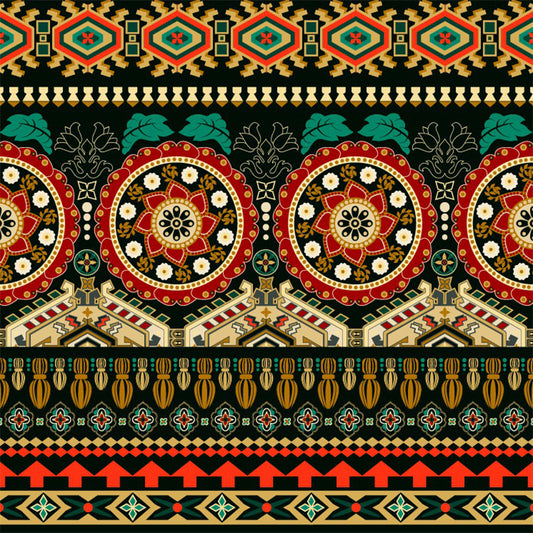 Mandala Seamless Pattern Wallpaper Mural Bohemian Non-Woven Cloth Wall Art in Yellow-Green Clearhalo 'Wall Decor' 'Wall Mural' 1393455