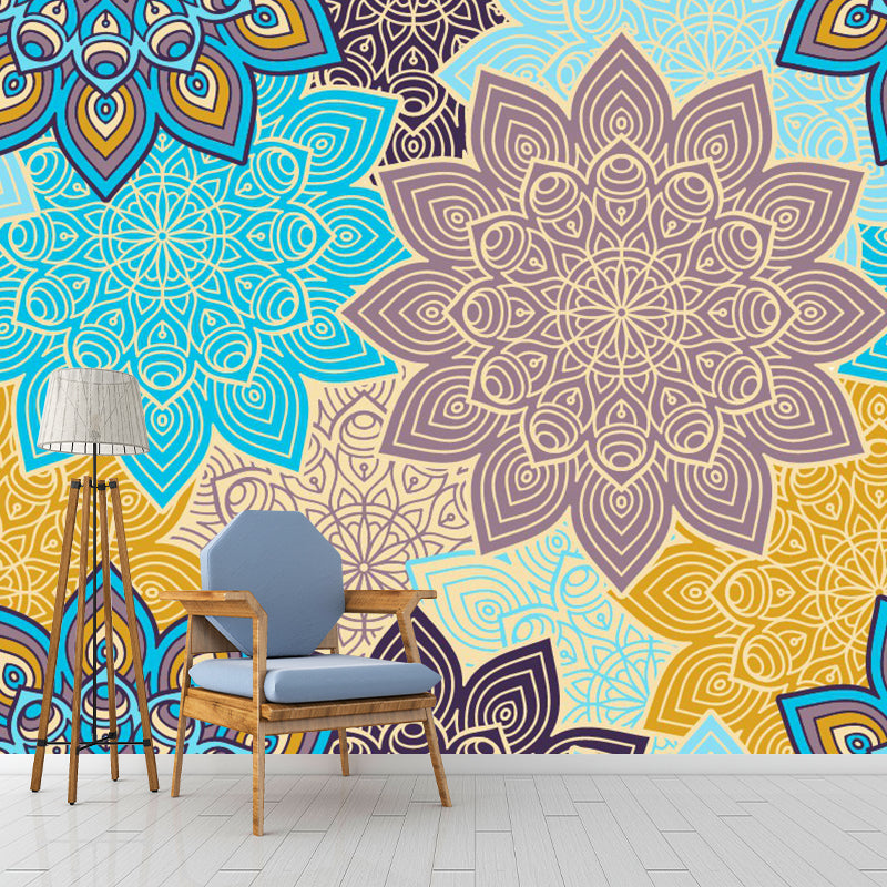 Bohemian Sunflower Print Murals Wallpaper Multicolored Living Room Wall Covering, Optional Size Clearhalo 'Wall Decor' 'Wall Mural' 1393524