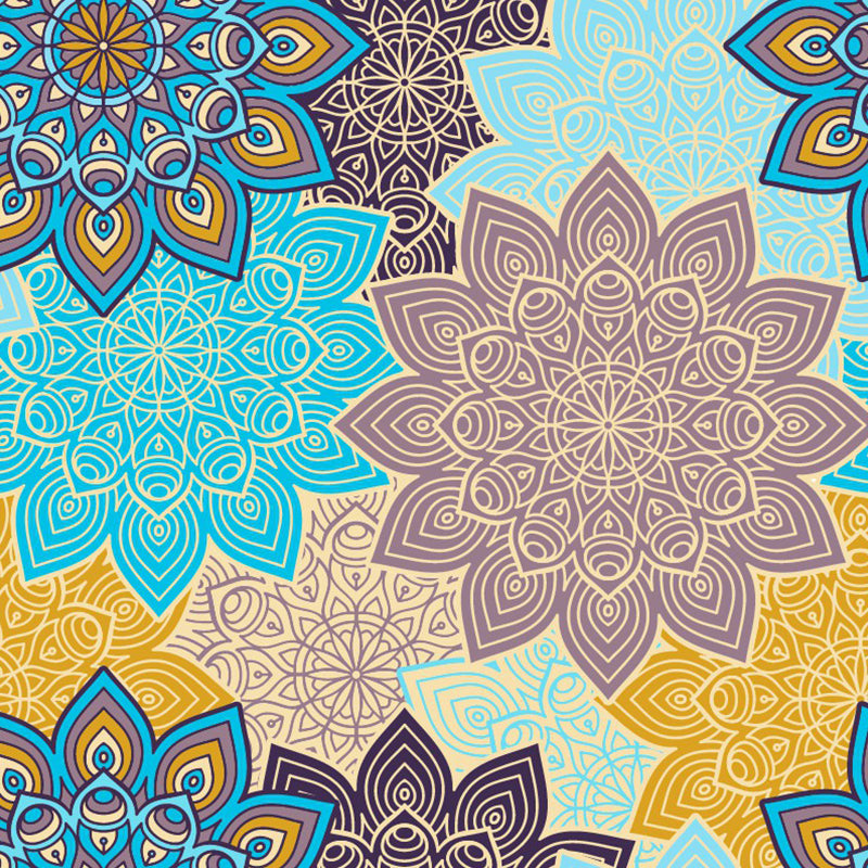 Bohemian Sunflower Print Murals Wallpaper Multicolored Living Room Wall Covering, Optional Size Clearhalo 'Wall Decor' 'Wall Mural' 1393525