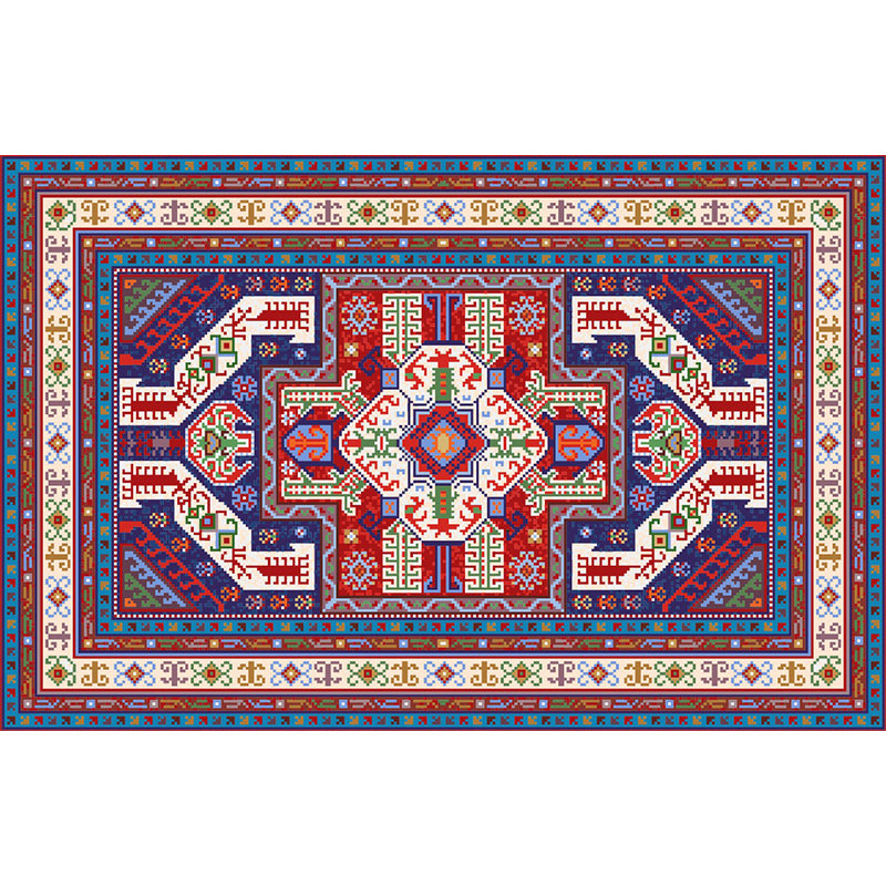 Symmetry Abstract Pattern Mural Decal Bohemian Non-Woven Wall Covering in Red-Blue Clearhalo 'Wall Decor' 'Wall Mural' 1393575
