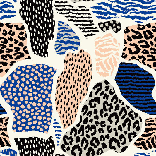 Animal Skin Print Mural Decal Orange-Blue Boho Chic Wall Art for Living Room, Size Optional Clearhalo 'Wall Decor' 'Wall Mural' 1393600