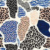 Animal Skin Print Mural Decal Orange-Blue Boho Chic Wall Art for Living Room, Size Optional