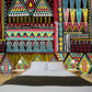 Boho Tribal Symbol Wall Mural Red-Yellow-Green Geometry Wall Covering for Bedroom Clearhalo 'Wall Decor' 'Wall Mural' 1393604