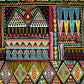 Boho Tribal Symbol Wall Mural Red-Yellow-Green Geometry Wall Covering for Bedroom Clearhalo 'Wall Decor' 'Wall Mural' 1393605