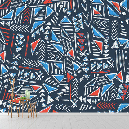 Character Mural Wallpaper Bohemian Stain Resistant Living Room Wall Decor, Made to Measure Red-Blue Clearhalo 'Wall Decor' 'Wall Mural' 1393607