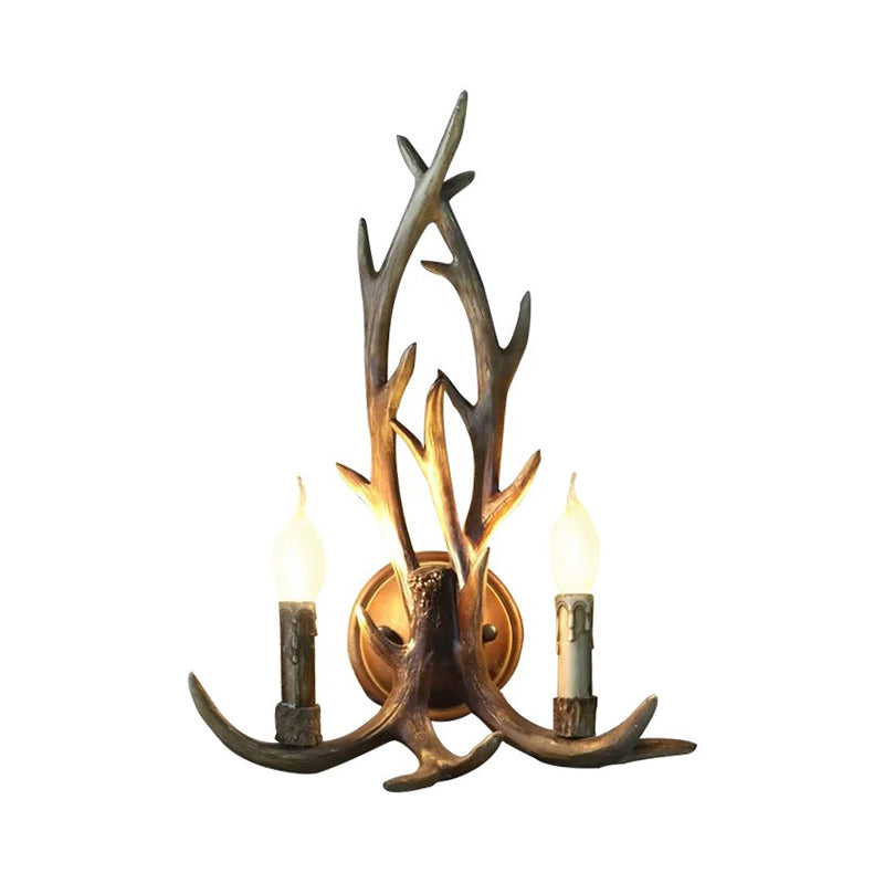 Open Bulb Wall Lamp with Deer Horn Resin 1 Light Lodge Country Sconce Light for Kitchen Clearhalo 'Industrial wall lights' 'Industrial' 'Middle century wall lights' 'Tiffany' 'Wall Lamps & Sconces' 'Wall Lights' Lighting' 139363
