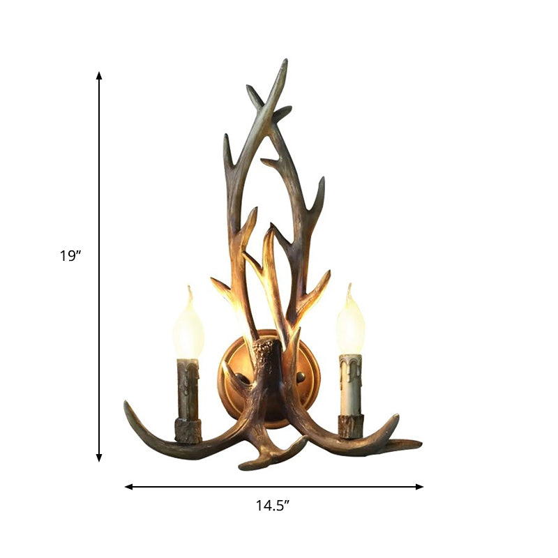 Open Bulb Wall Lamp with Deer Horn Resin 1 Light Lodge Country Sconce Light for Kitchen Clearhalo 'Industrial wall lights' 'Industrial' 'Middle century wall lights' 'Tiffany' 'Wall Lamps & Sconces' 'Wall Lights' Lighting' 139364