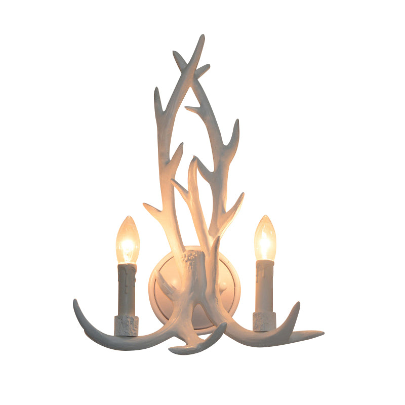 Open Bulb Wall Lamp with Deer Horn Resin 1 Light Lodge Country Sconce Light for Kitchen Clearhalo 'Industrial wall lights' 'Industrial' 'Middle century wall lights' 'Tiffany' 'Wall Lamps & Sconces' 'Wall Lights' Lighting' 139366