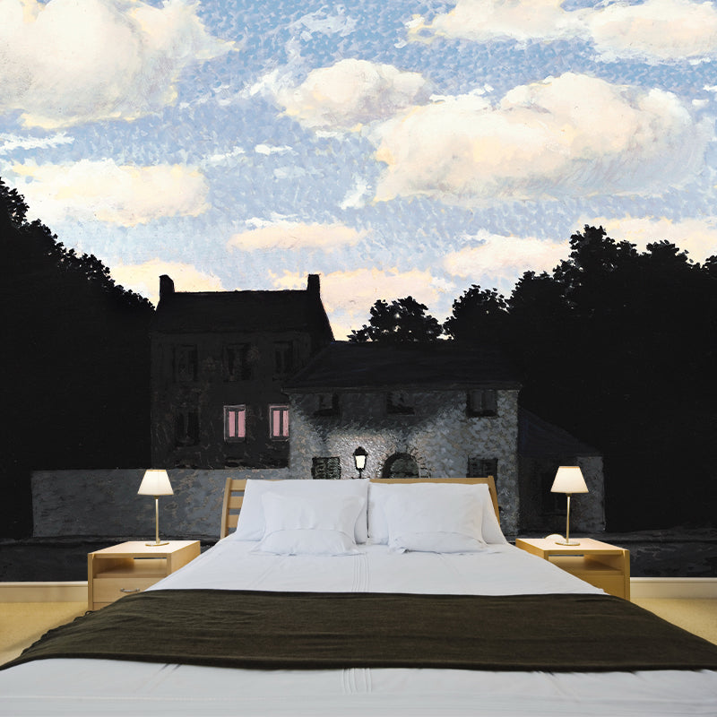 Empire De Lumiere Wallpaper Murals Surreal Waterproof Living Room Wall Covering, Optional Size Blue-White B Clearhalo 'Wall Decor' 'Wall Mural' 1393832