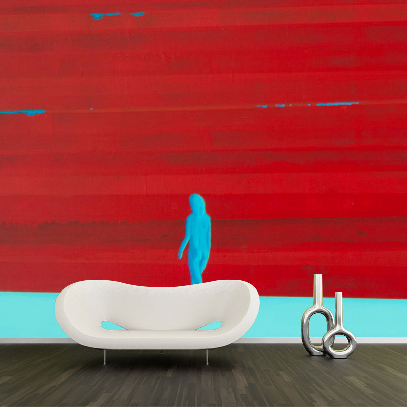 Red-Blue Artistic Wallpaper Murals Whole Nude Pedestrian Wall Decor for Home Gallery Red-Blue B Clearhalo 'Wall Decor' 'Wall Mural' 1394740