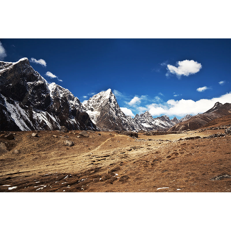 Personalized Photography Modern Mural with Exposed Soil in Melting Mountain Pattern, Blue-Brown Clearhalo 'Wall Decor' 'Wall Mural' 1394954