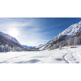 Blue-White Snowy Road Murals Mountain Landscape Modern Waterproof Wall Decor for Bedroom Clearhalo 'Wall Decor' 'Wall Mural' 1394975