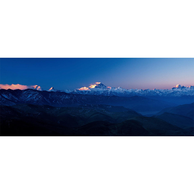 Blue Morning Snow Mountain Mural Decal Stain-Proof Wall Covering for Home Gallery Clearhalo 'Wall Decor' 'Wall Mural' 1394980