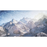 Modernist Snowing Mountain Scenery Mural for Living Room Personalized Wall Art in Grey-White Clearhalo 'Wall Decor' 'Wall Mural' 1395006