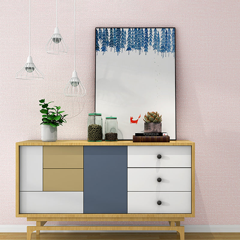 Modern Plain Wallpaper Roll Light-Color Dining Room Wall Decoration, 31' L x 20.5" W Light Pink Clearhalo 'Modern wall decor' 'Modern' 'Wallpaper' Wall Decor' 1395244