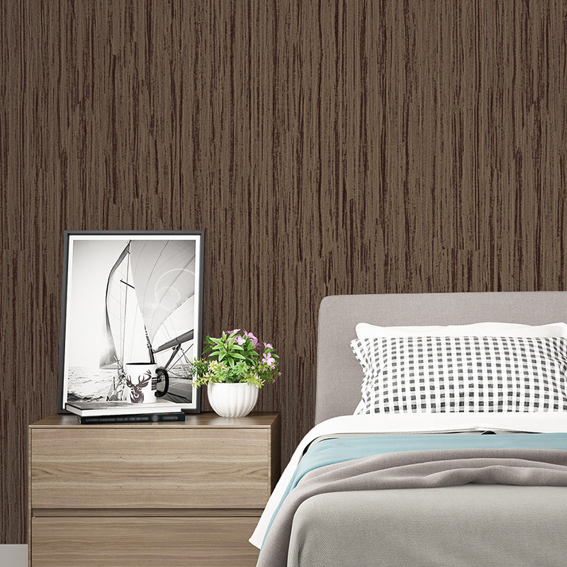 Solid Color Contemporary Wallpaper 33' L x 20.5" W Striped Wall Covering for Bedroom Dark Coffee Clearhalo 'Modern wall decor' 'Modern' 'Wallpaper' Wall Decor' 1395304