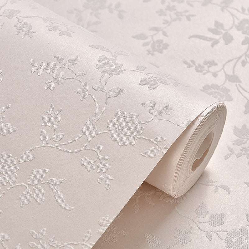 Flower Printed Wallpaper Roll Rustic Semi-Gloss Wall Covering in Pastel Color for Girls Room Clearhalo 'Country wall decor' 'Rustic' 'Wallpaper' Wall Decor' 1395475