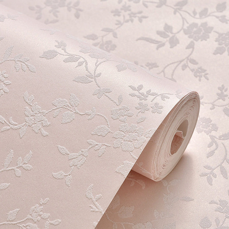 Flower Printed Wallpaper Roll Rustic Semi-Gloss Wall Covering in Pastel Color for Girls Room Clearhalo 'Country wall decor' 'Rustic' 'Wallpaper' Wall Decor' 1395485