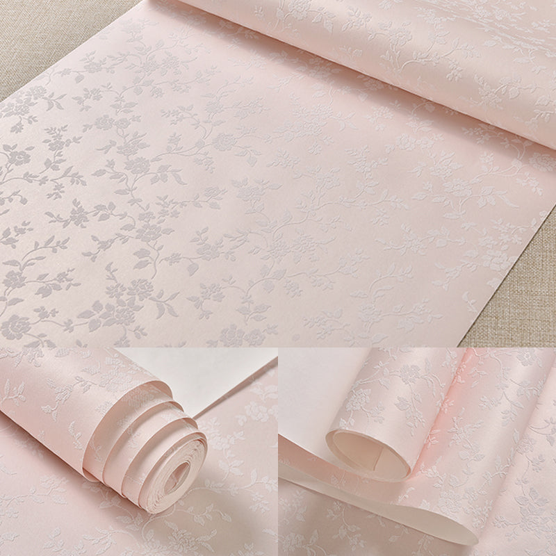 Flower Printed Wallpaper Roll Rustic Semi-Gloss Wall Covering in Pastel Color for Girls Room Clearhalo 'Country wall decor' 'Rustic' 'Wallpaper' Wall Decor' 1395486