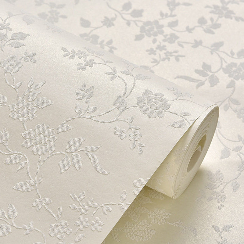 Flower Printed Wallpaper Roll Rustic Semi-Gloss Wall Covering in Pastel Color for Girls Room Clearhalo 'Country wall decor' 'Rustic' 'Wallpaper' Wall Decor' 1395490