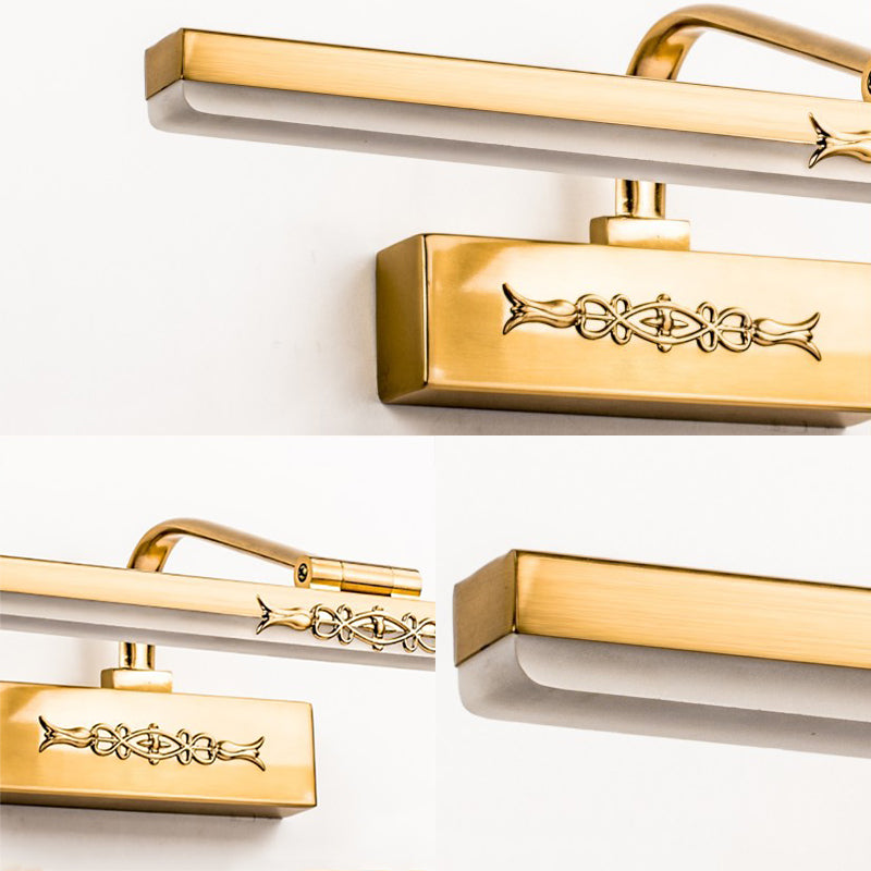 Vintage Linear Metallic Wall Sconce Light Integrated LED Vanity Lighting Fixture in Brass Finish, 15" Width Clearhalo 'Cast Iron' 'Glass' 'Industrial' 'Modern wall lights' 'Modern' 'Tiffany' 'Traditional wall lights' 'Vanity Lights' 'Wall Lights' Lighting' 139554