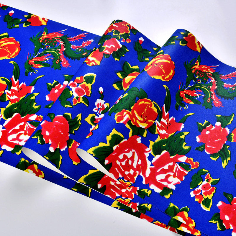 Big Peony Blossom Wallpaper Rustic Washable Living Room Wall Art, 33' L x 20.5" W Clearhalo 'Country wall decor' 'Rustic' 'Wallpaper' Wall Decor' 1395544