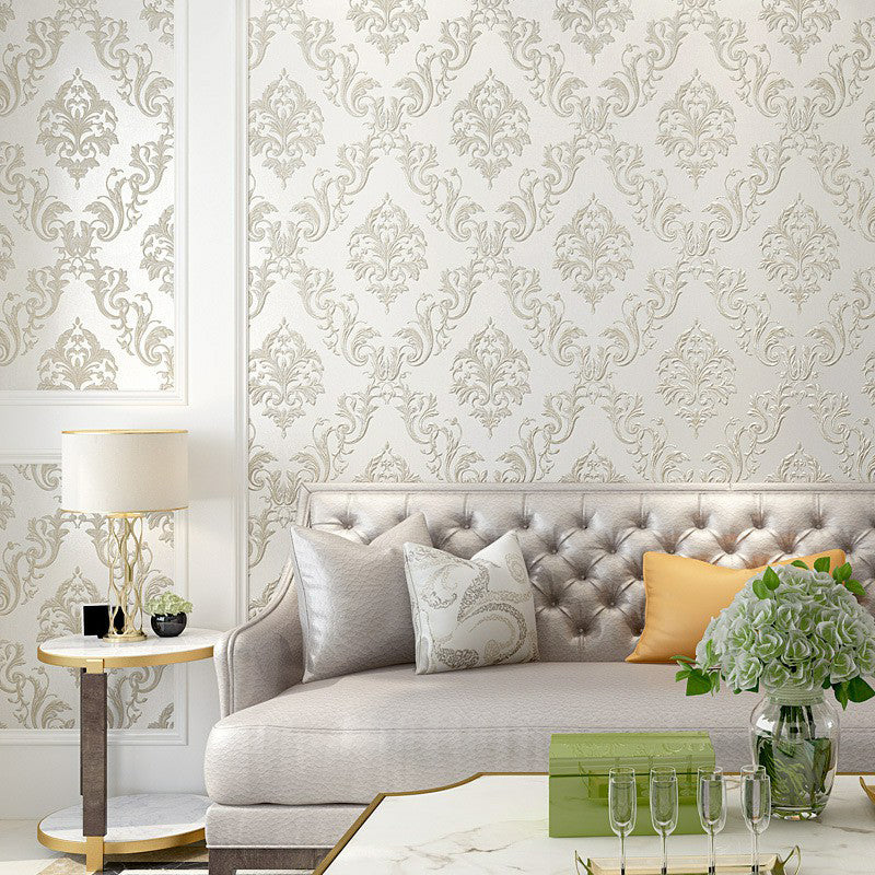 Retro Trellis Wallpaper Roll Soft-Color Jacquard Wall Covering for Bedroom, 33' x 20.5" Light Beige Clearhalo 'Vintage wall decor' 'Vintage' 'Wallpaper' Wall Decor' 1395911