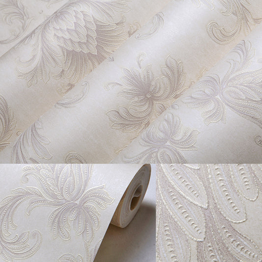 Light Color Damask Wallpaper Flower Pattern Rustic Waterproof Wall Covering for Home Clearhalo 'Vintage wall decor' 'Vintage' 'Wallpaper' Wall Decor' 1396002