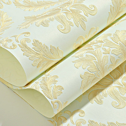 Retro Style Damask Wallpaper Embossed Washable Pastel Color Wall Art for Bedroom Clearhalo 'Vintage wall decor' 'Vintage' 'Wallpaper' Wall Decor' 1396064